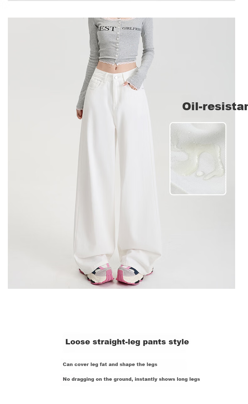 Borui White Tencel Three-Proof Denim Pants 2026 New Spring Lyocell Wide-Leg High-Waist Loose Flared Casual Pants 7