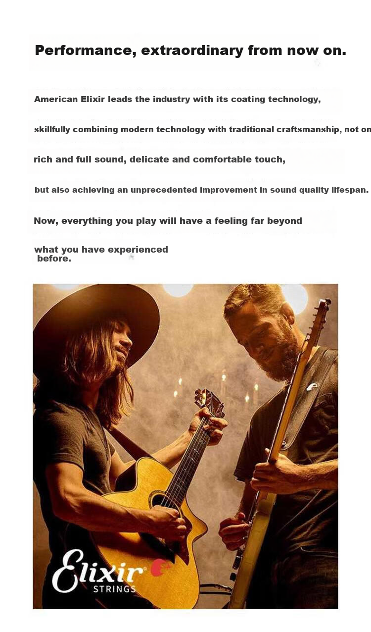 Elixir Acoustic Guitar Strings Original Imported 16052 Phosphor Bronze Ultra-Thin Coated Set 4