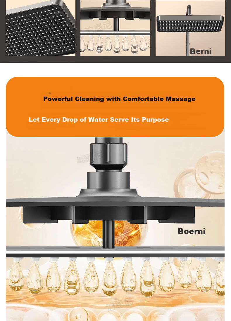BOONEN Integrated Shower Set with Pressure Boosting, Smart Thermostatic Control, Spray Gun Faucet, Complete Bathroom Shower System 10
