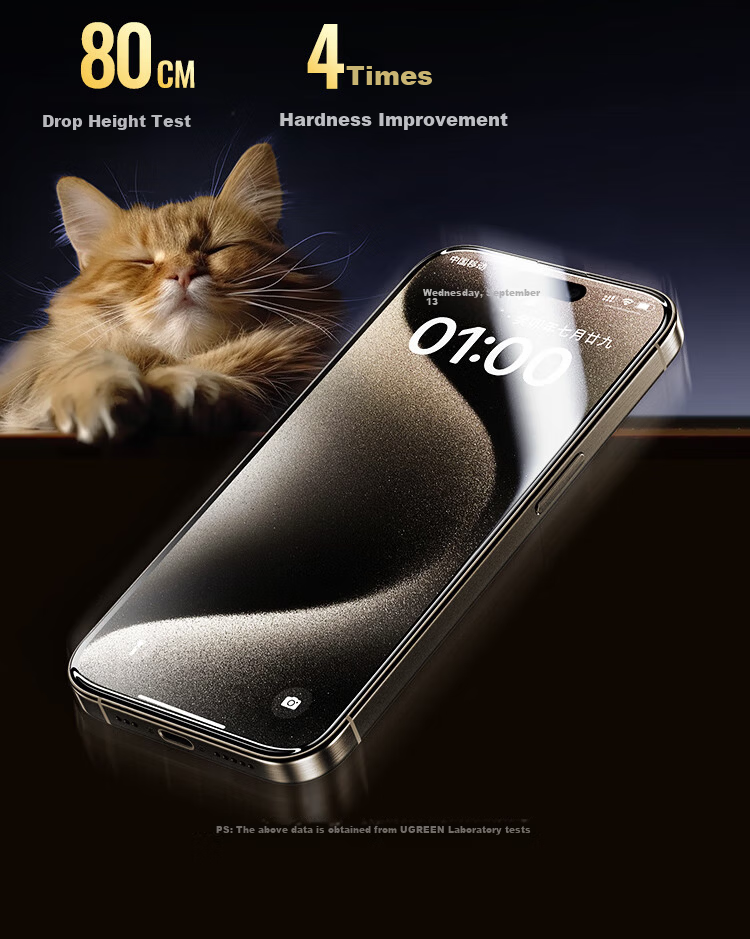 Ugreen [Authorized US Import Corning Pro] Tempered Glass Screen Protector for iPhone 16 Pro Max, Full Coverage, Anti-Fingerprint, Drop Protection, Dustproof 18