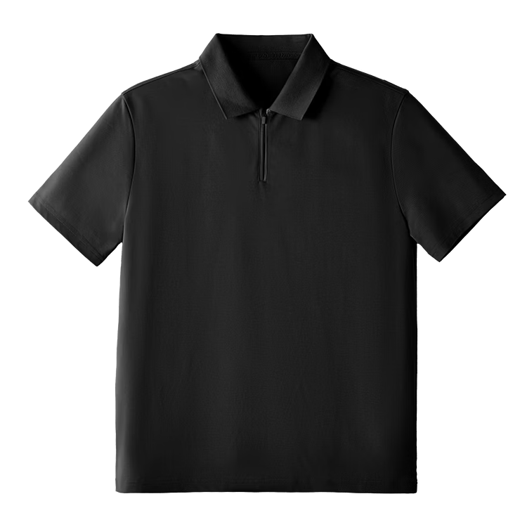 JD Jingzao Mulberry Silk Men's Polo Shirt Short Sleeve High-End T-Shirt Spring Summer Cool Business Casual Elegant Black Zipper M