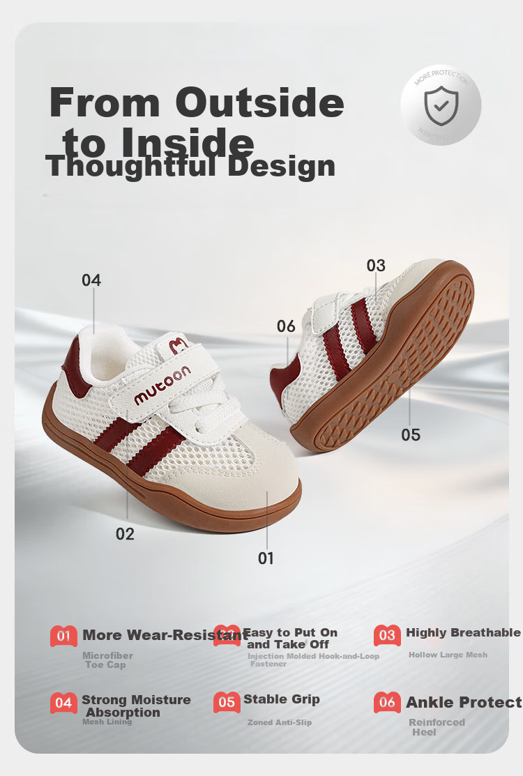 Mutong Children's Summer Walking Shoes Baby Boys Breathable Mesh Training Shoes Toddler Girls Rubber Pink Size 25 26