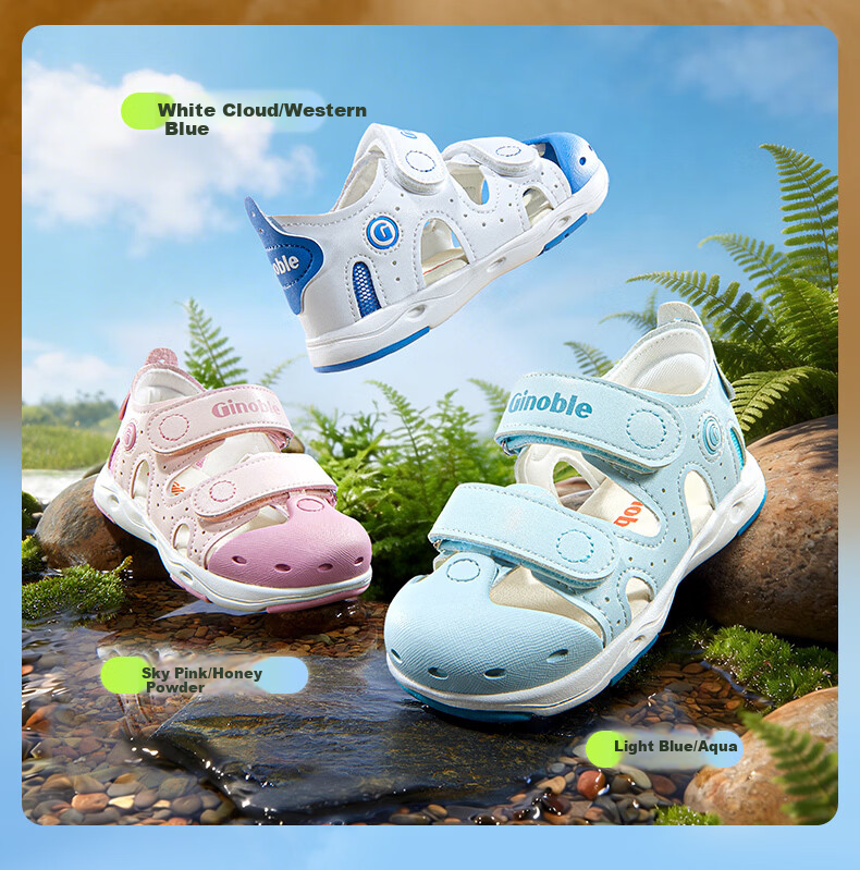 Ginoble Children's Walking Shoes Summer 2026 Breathable Sandals for Boys and Girls Ages 1-5 GW1878 White Cloud 3