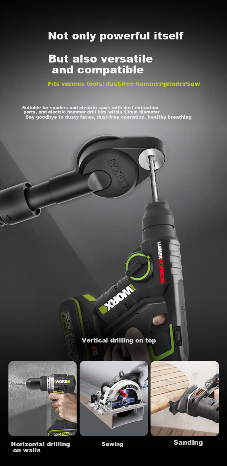 WORX 20V Lithium Brushless Vacuum Cleaner WU036 (Bare Tool) High Power Cordless Blower and Vacuum 6