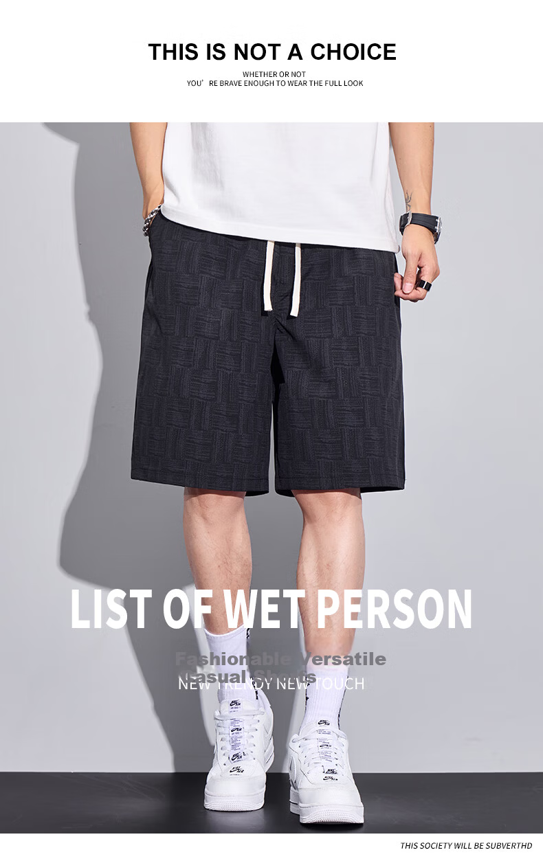 Mark Fairwhale Men's Summer Casual Shorts Mid-Length Five-Point Lightweight Breathable Quick-Dry Sports Pants Black 4XL 1