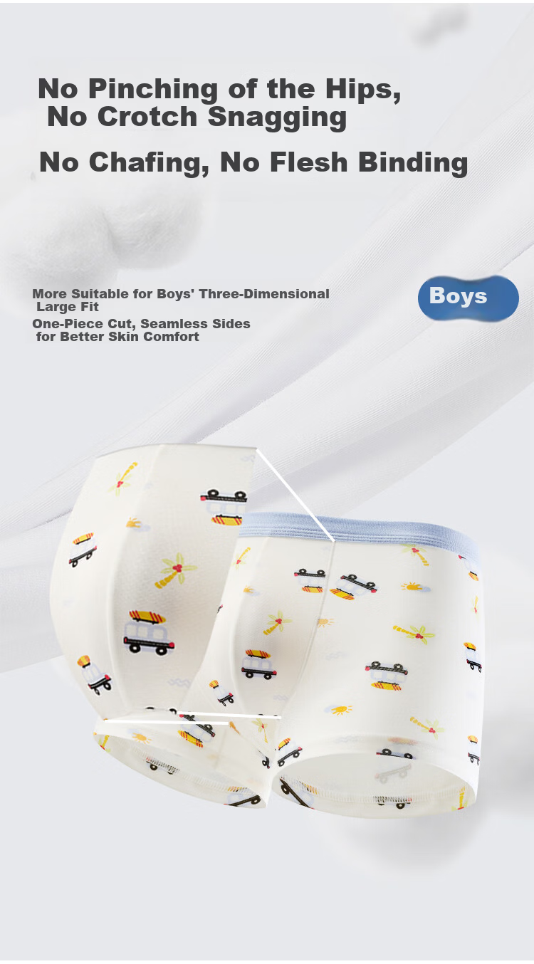 JD Jingzao 10A Antibacterial Children's Boxer Briefs for Boys, Water-Activated Floral Pattern, Three-Pack 14