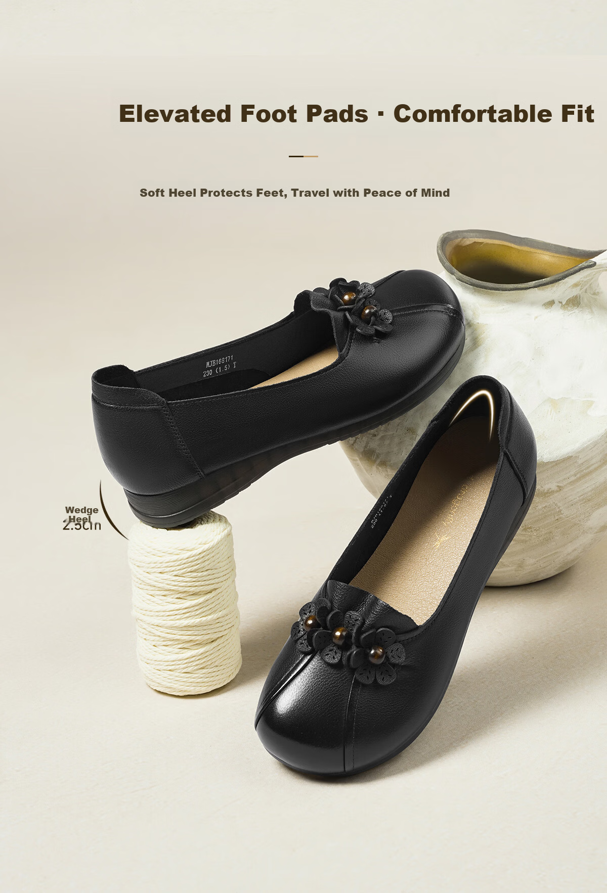 Red Dragonfly Women's Spring 2026 Leather Soft Sole Comfortable Flats WJB16817 Black Size 35 6