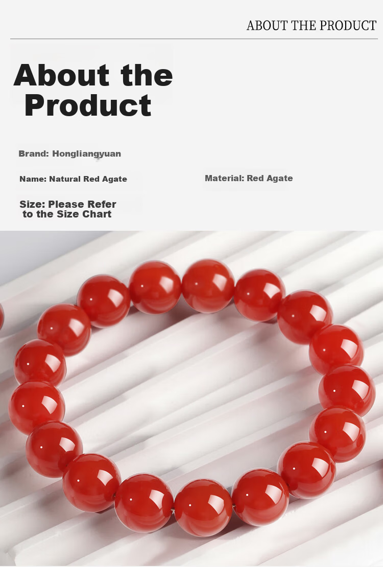 Hongliangyuan Natural Red Agate Bracelet Lucky Bead Buddhist Beads Birthday Gift Red Agate Crystal Bracelet Unisex 6mm 16