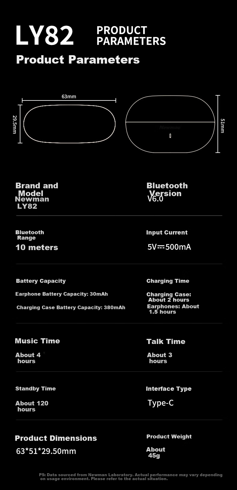 Newmine LY82 Bluetooth Ear Clip Bone Conduction Headphones Open-Ear Noise Cancelling Long Battery Life Compatible with Apple Huawei Xiaomi OPPO Phones 12