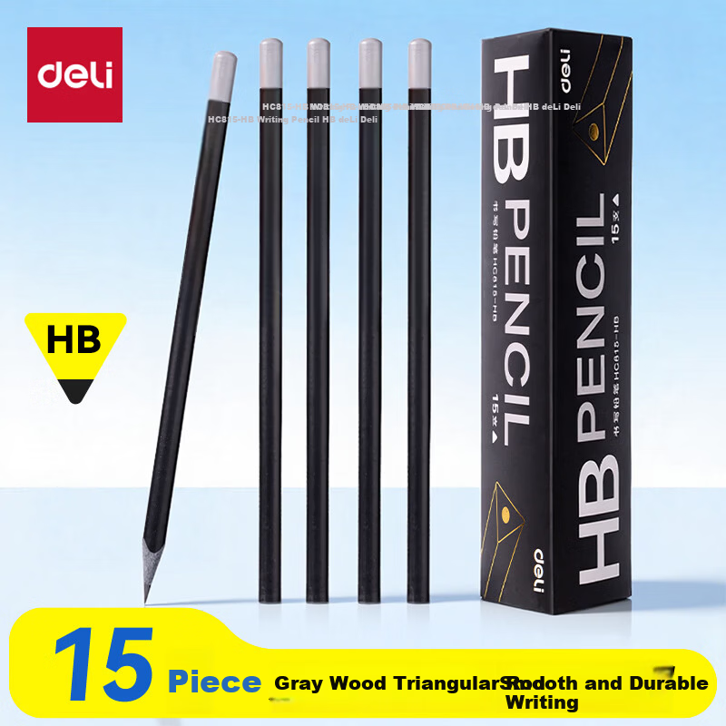 Deli 10-Pack HB Orange Hexagonal Black Wood Pencils Non-Toxic Student Writing Graphite Core Amber Orange