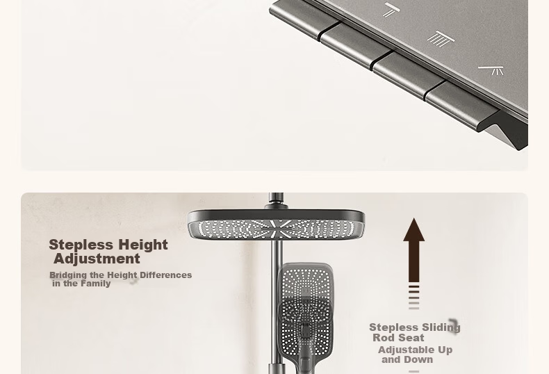 Anhua Bathroom Shower Set Brass Body Pressurized Piano Key Gun Gray Round Tube N4S9048GGW 43