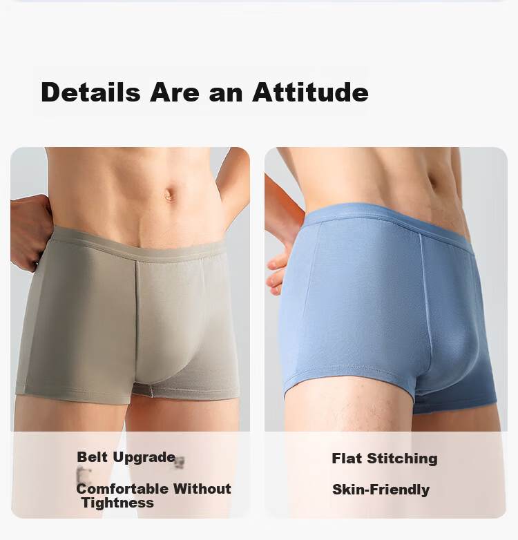 Beianshi Disposable Men's Boxer Briefs Modal Sterilized Wash-Free Travel Portable 6-Pack Smoke Gray + Gray Blue 3XL 28