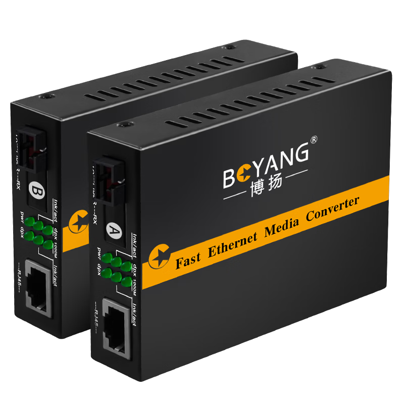 BOYANG Gigabit Single-Mode Single-Fiber Optical Transceiver Pair, Single-Mode Optical-Electrical Converter, Fiber to Network Cable, Lightning Protection SC Interface, 25km Outdoor BY-WG613A/B