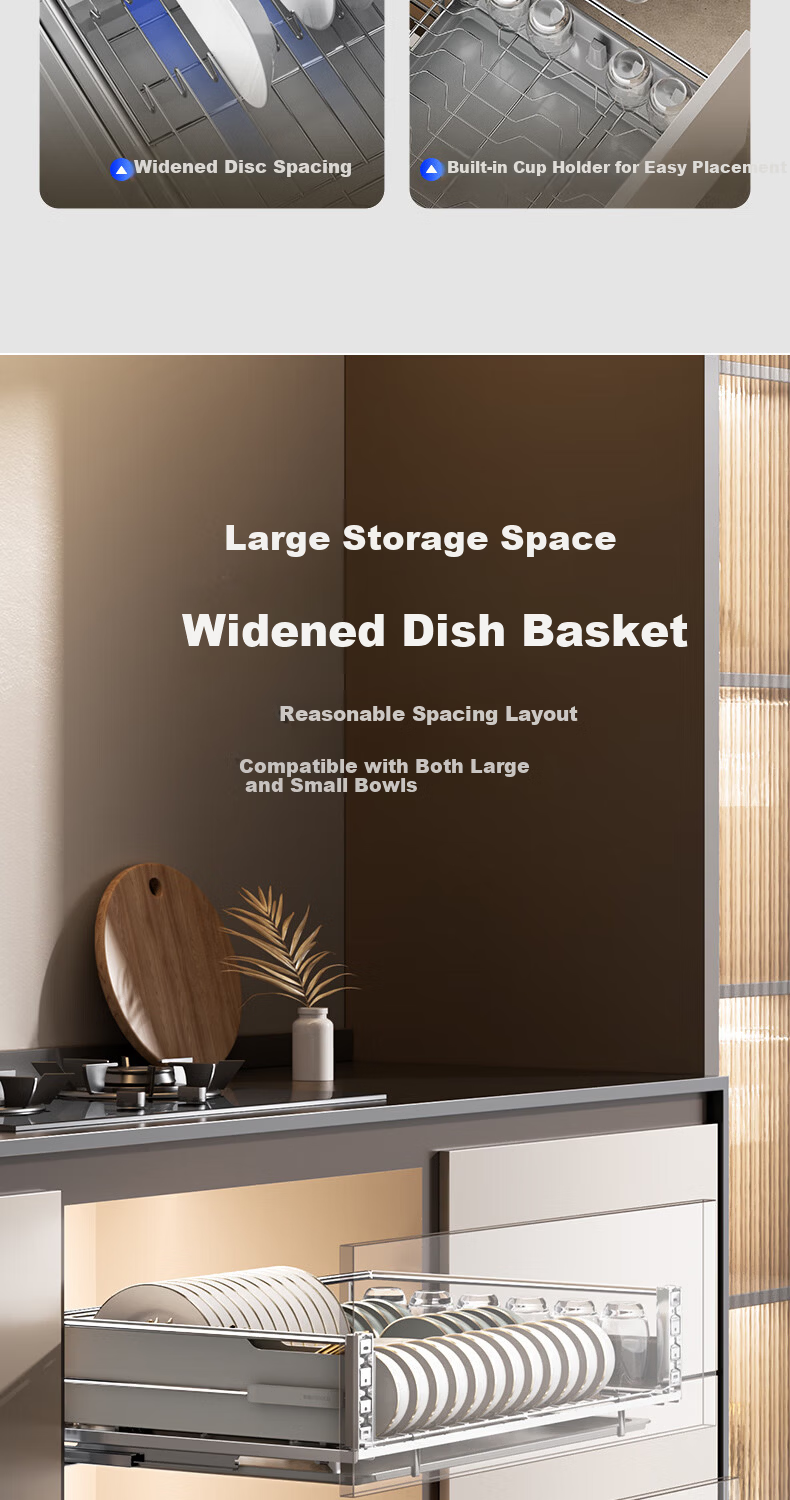 HIGOLD Fashion Series 2.0 Upgraded 304 Solid Round Steel Kitchen Bowl Rack Drawer Bowl Basket for 600 Cabinet 2