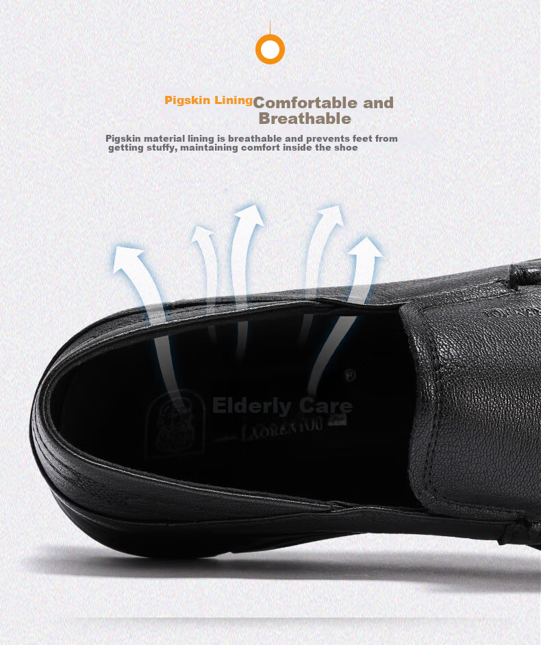 LAORENTOU Men's Shoes, All-Season Business Formal Shoes, Low-Top Shoes, Sheepskin Slip-On Shoes, Polyurethane Sole Lightweight Shoes, LA12046, Black, Size 42 8