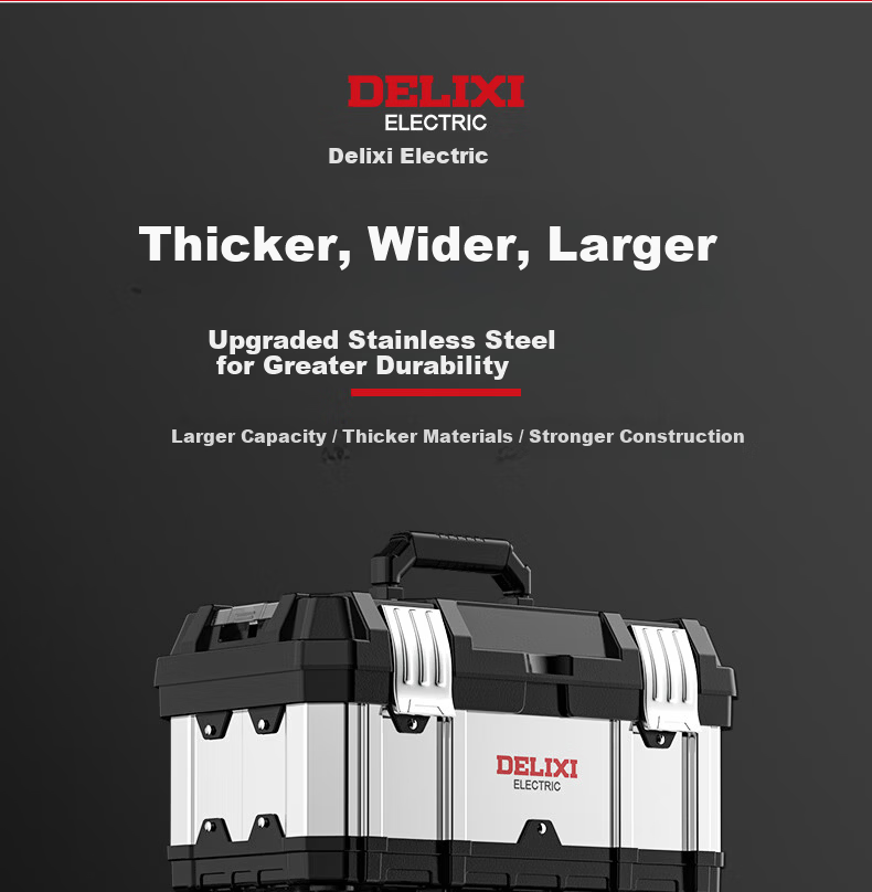 Delixi Stainless Steel Toolbox Set Multifunctional Industrial Grade Household Portable Hardware Storage Box 22-Inch Extended Flagship 1