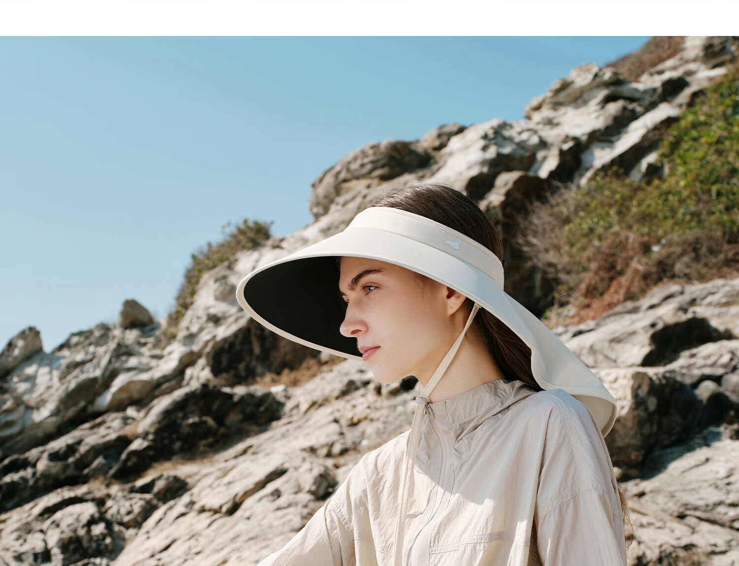 FANCET Women's Summer Wide Brim Face and Neck Cover Sun Hat UV Protection Black Coated Heat Insulation Open Top Sunshade Hat 30