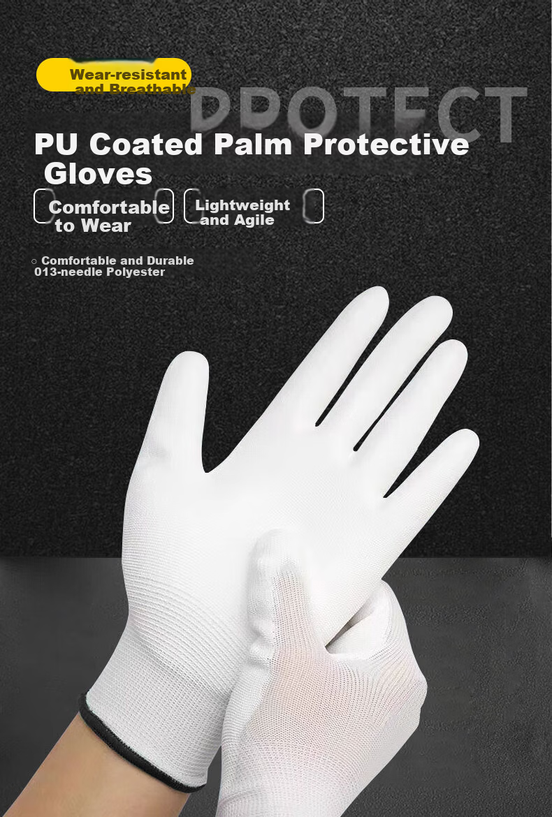 Kailehu PU Coated Palm Gloves Gray 10 Pairs, Coated Work Gloves, Labor Protection, Wear-Resistant, Anti-Slip, Breathable, Comfortable for Fine Work, Dust-Free, Size S 1