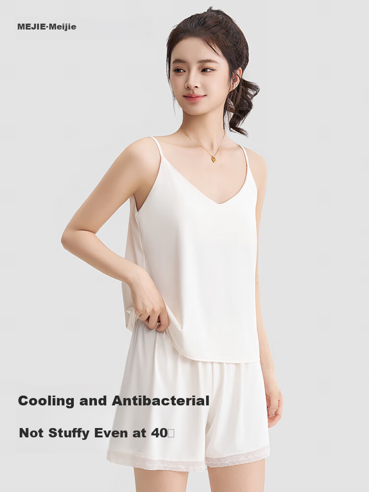 MiiOW Ice Silk Satin Women's Camisole Tank Top Sleeveless Sexy Back Summer Outerwear Versatile Blazer Shirt 29