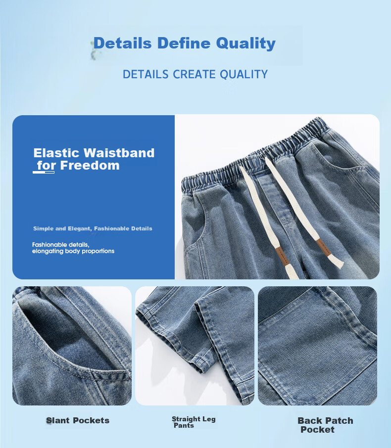 Warrior Men's Straight Leg Jeans American Style Wide Leg Casual Loose Gradient Pants 5011 4