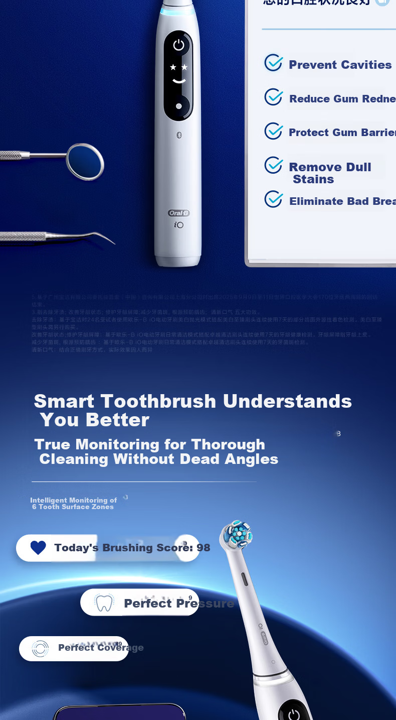 Oral-B Germany Imported Adult Smart Electric Toothbrush iO7 Professional All-in-One White Brush Heads*7 Deep Cleaning Gum Care JD Self-operated Hot Sale Couples Gift 8