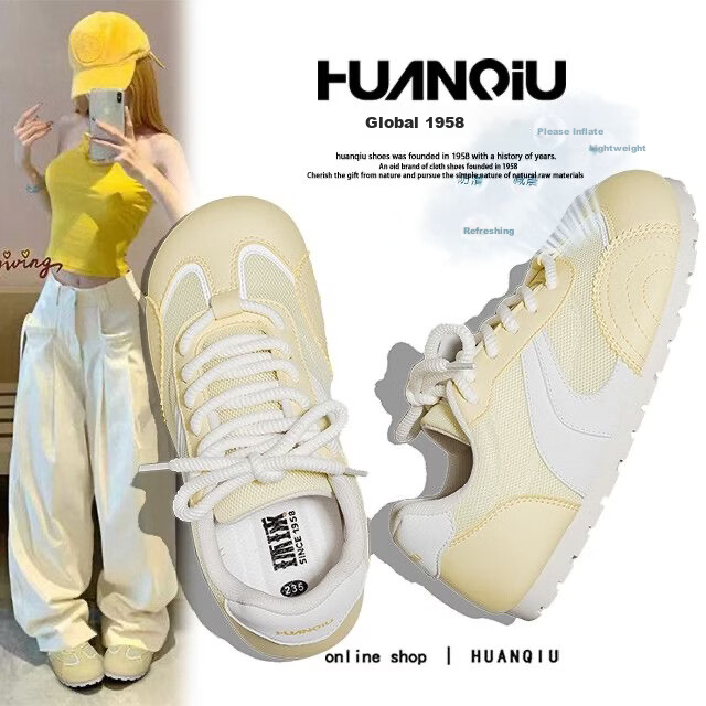 Global 2026 Spring Summer Women's Training Shoes Minimalist Design Black Commuter Lightweight Breathable Campus Sneakers