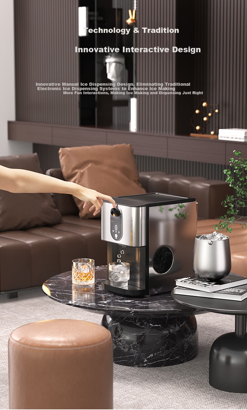 Hicon Ice Maker Household Fully Automatic Commercial Dual-Use 30kg Large Capacity Non-Melting Pellet and Cube Ice Maker 8
