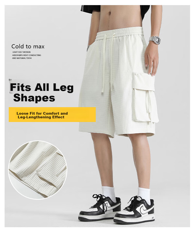 EASTERN CAMEL Men's Trendy Comfortable Lightweight Breathable Casual Sports Basketball Shorts Outdoor Quick-Dry Workwear Loose Fit Knee-Length Pants 3