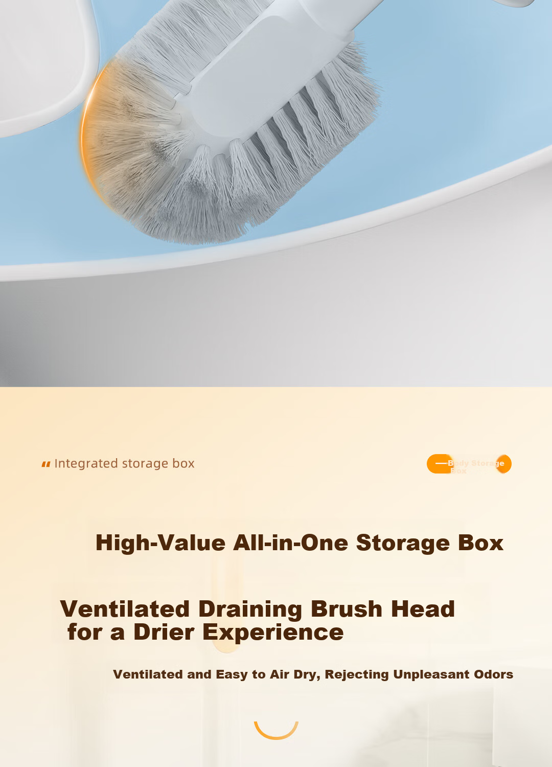 Deli Toilet Brush Set with Base, Upgraded No-Dead-Angle Household Bathroom Cleaning Brush Set 8