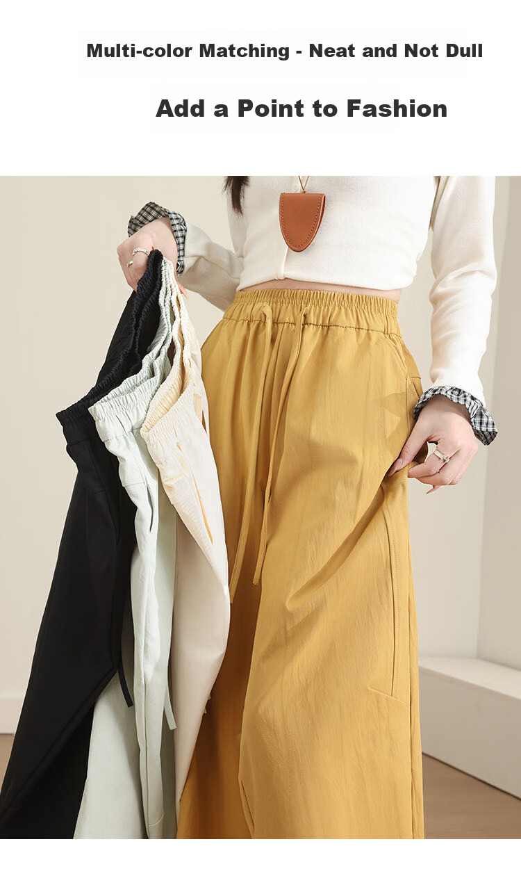Free Style Women's 9/10 Length Wide-Leg Pants Summer Thin High Waist Draped Curved Hem Carrot Harem Casual Trousers 2026 New Arrival 8