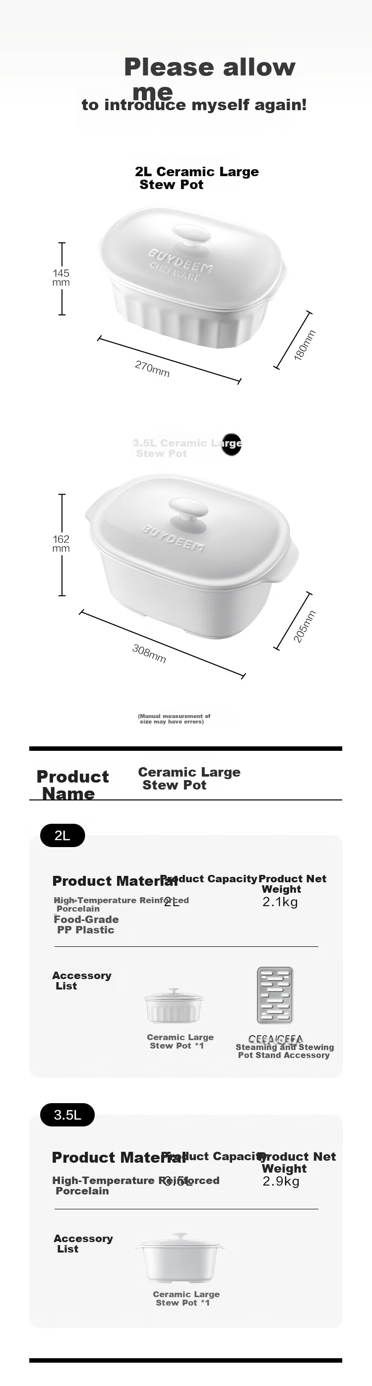 Buydeem Ceramic Large Stew Pot 2L Ceramic Steaming Bowl Soup Pot Household Tableware Microwave Bowl Steaming Stew Pot Compatible with Electric Oven Pear Blossom White Accessories 15