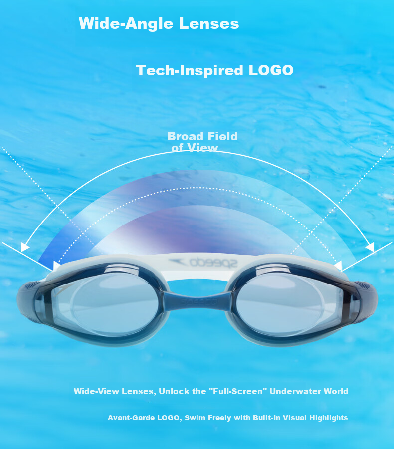 Speedo Freedom Series Swim Goggles Anti-Fog HD UV Protection Wide-Angle Comfortable 8
