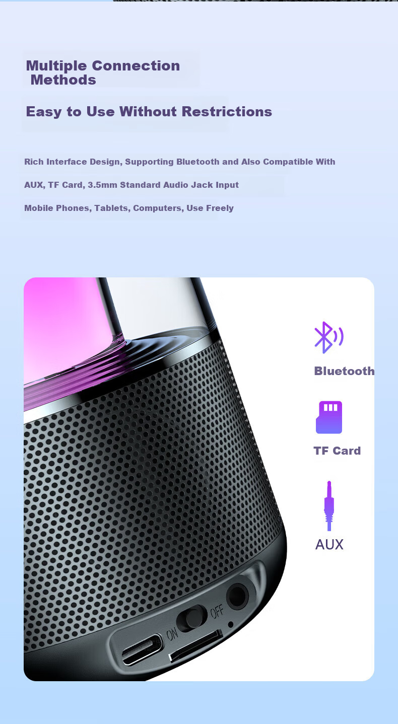 Soaiy C19 Bluetooth Speaker Bass Portable Mini Desktop Outdoor Colorful Light TWS Connected Small Speaker Black Practical Gift for Employees Annual Meeting Prize 6