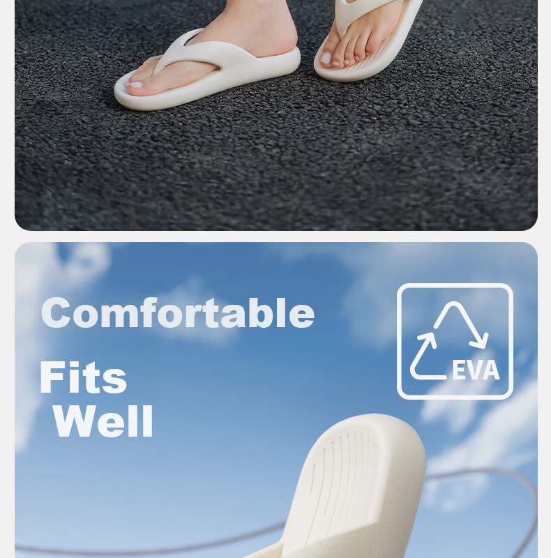 Puxiqingsha Women's New Soft Sole Non-Slip Flip Flops, Wearable Beach Slippers for Men, Cloud White, Size 40-41 6