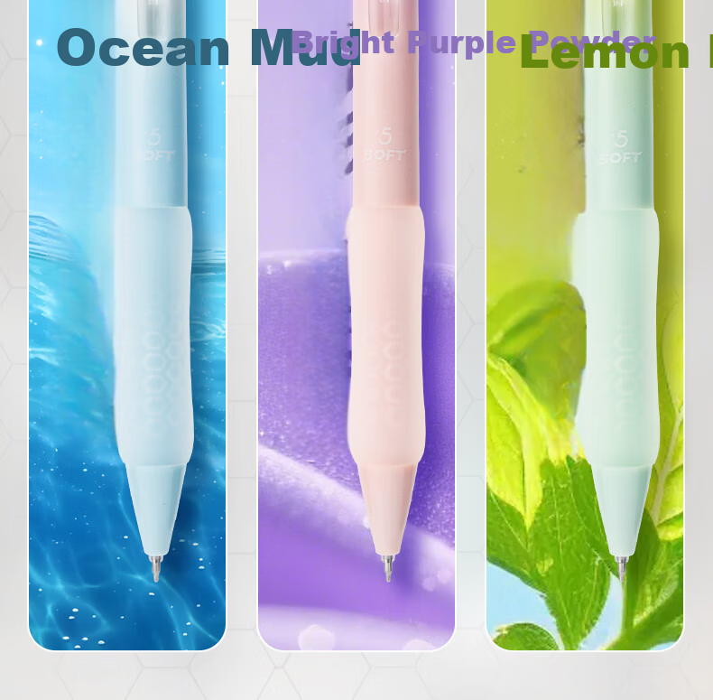 M&G Stationery Retractable Erasable Gel Pen Crystal Blue 0.5mm ST Tip Finger Guard Honeycomb Grip Anti-Slip Pen Grip for Elementary Students Handwriting Practice 2 Pieces Random AKPJ8605B2-ZZ 4