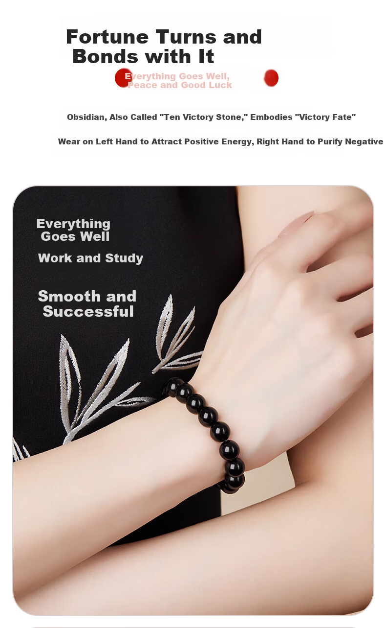 Jinshiling Collectible Natural Aquamarine Obsidian Bracelet Unisex Five Elements Crystal Bracelet Qixi Valentine's Day Gift 16