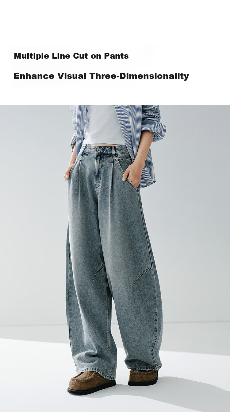 Semir Women's Spring Pleated Loose Fit Jeans 2026 American Style Wide Leg Pants 109126124002 11