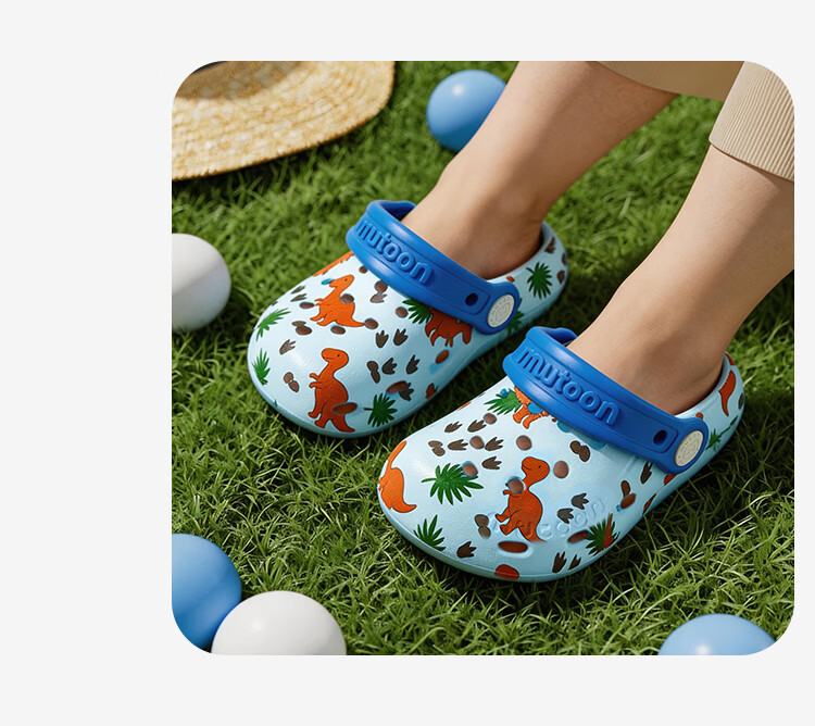 Mutong Baby Boys' Slippers Size 26 Summer Cartoon Printed Ventilated Shoes Girls' Outdoor Water Beach Shoes Jungle Green 130 13