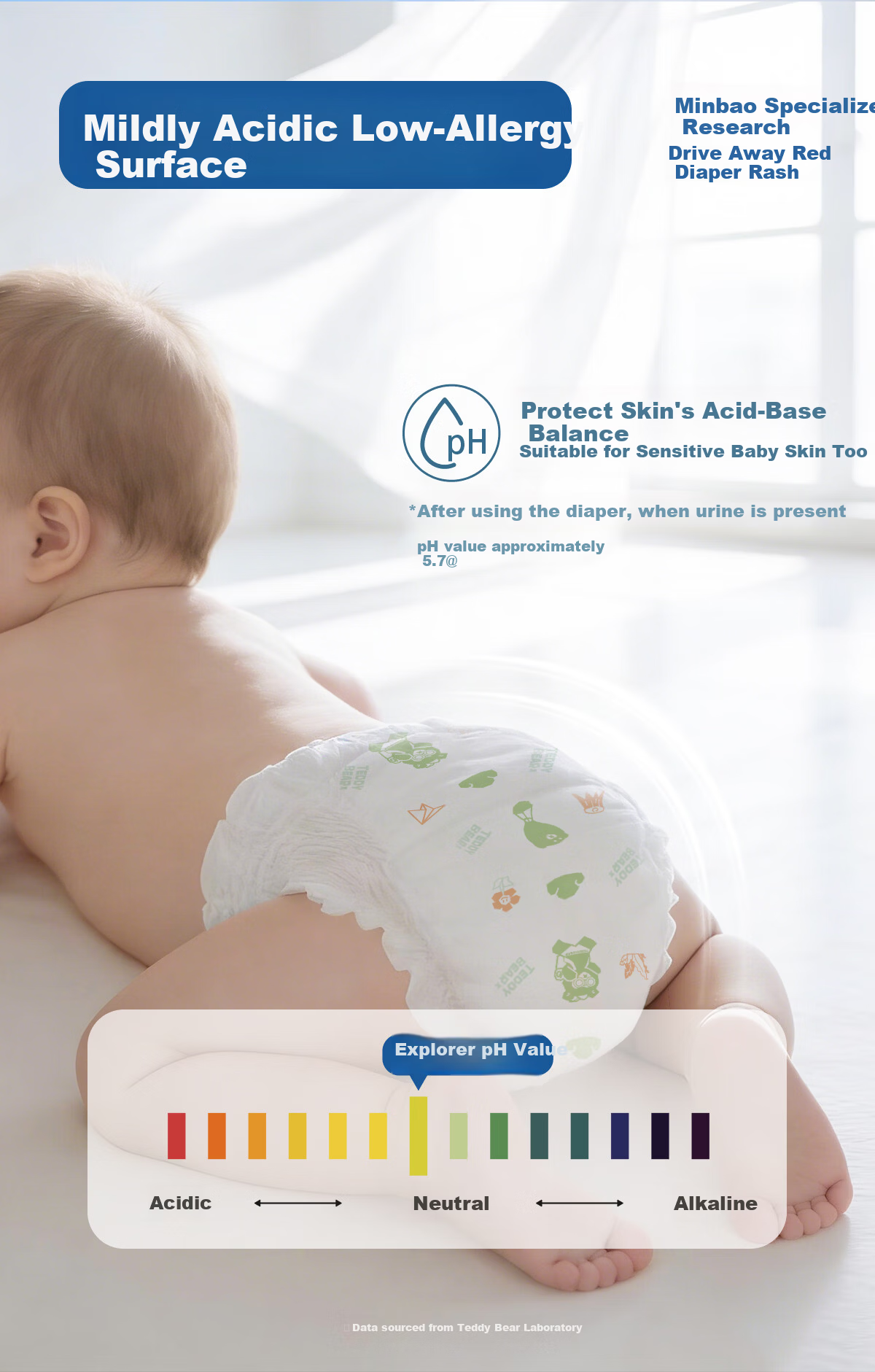 Teddy Bear Explorer Ultra-Thin Diapers M48pcs*2 Packs (6-11kg) Baby Summer Breathable Leak-Proof Dry Diapers 9