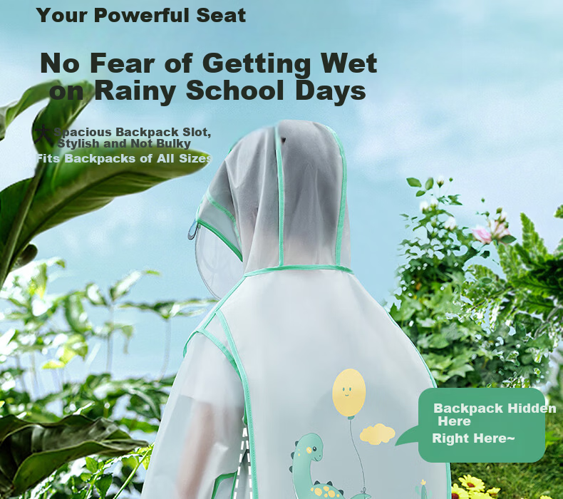 Betis Kids Raincoat Boys Girls Waterproof Rainwear Kindergarten Primary School Student Rain Poncho 13