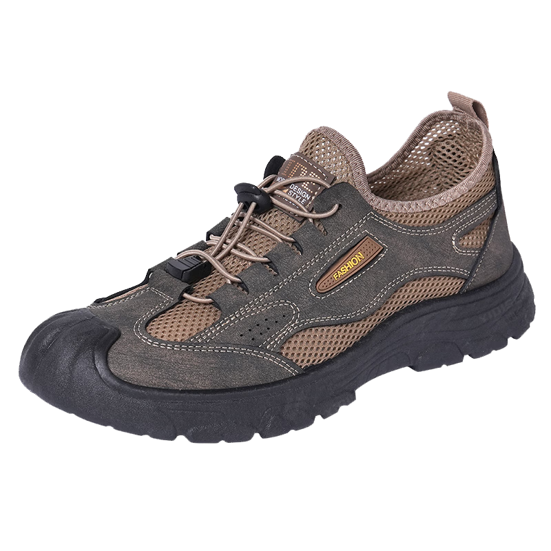 Yidisen Summer Wide-Foot Hollow Mesh Outdoor Hiking Water Shoes Coffee Color Size 39