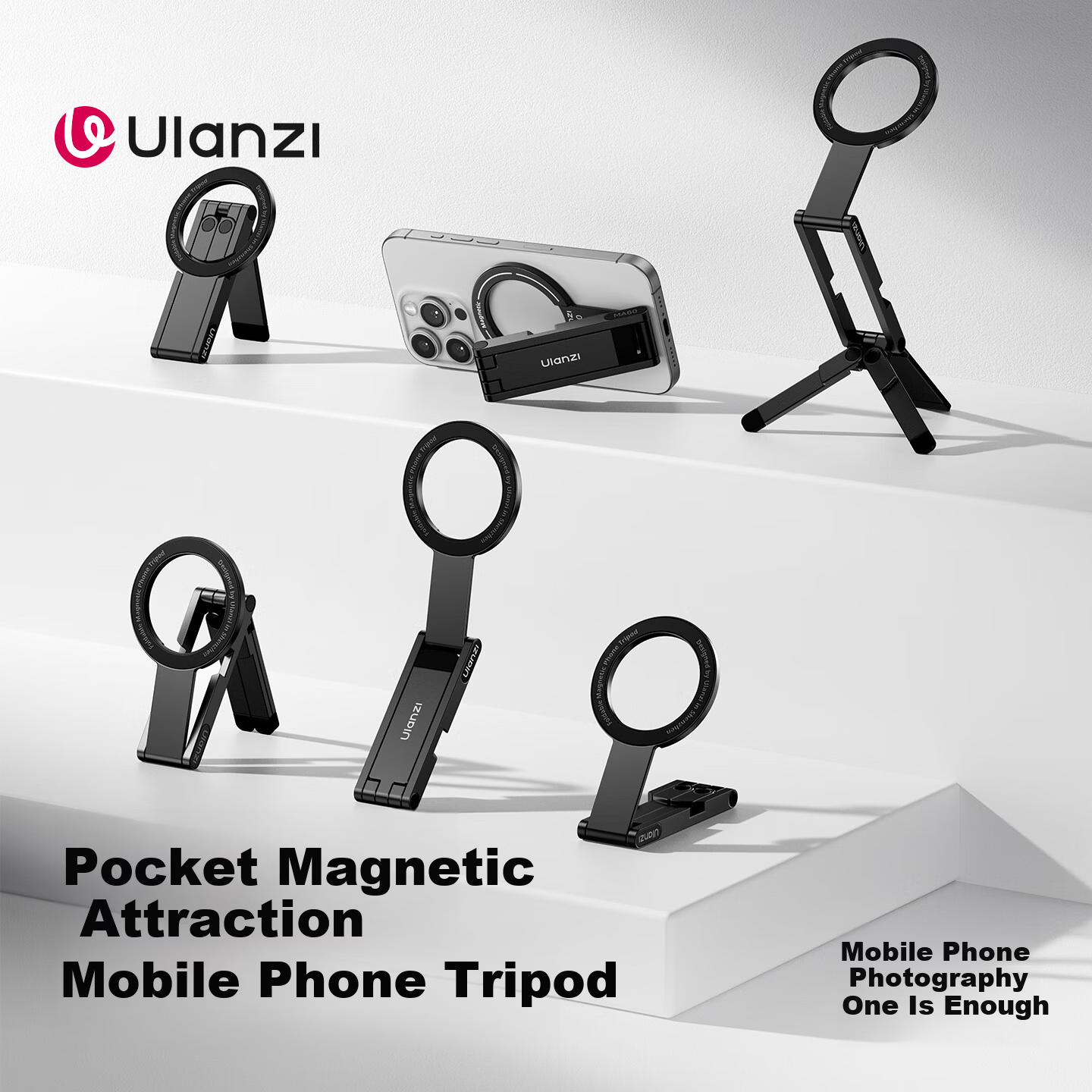 Ulanzi MA60 Dual-Sided Magnetic Phone Holder Desktop Tripod Mini Portable Apple Phone Selfie Stick Travel Photography Live Streaming Accessory Purple