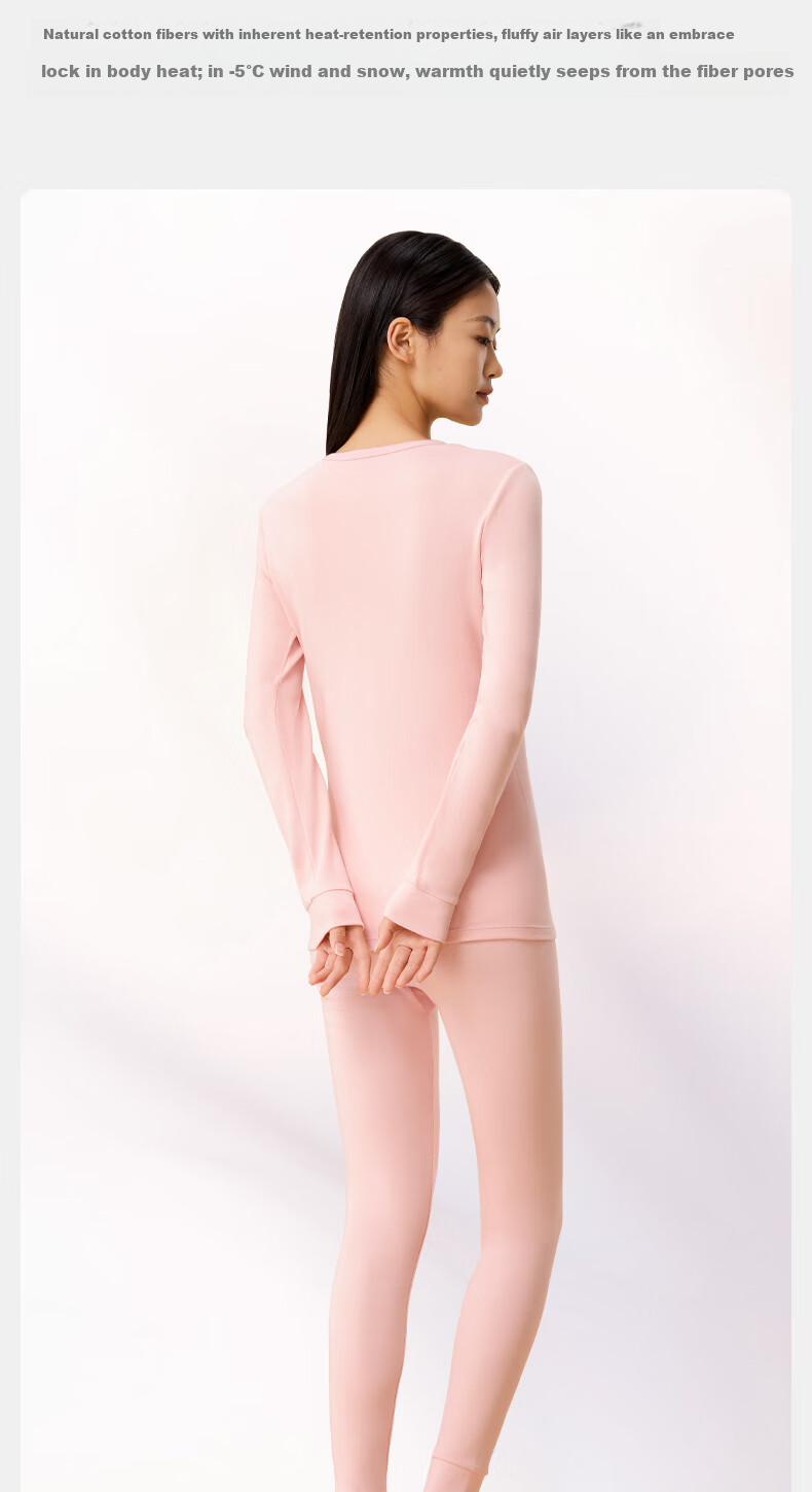 MiiOW [Class A Baby Cotton] Women's Autumn Long Johns 100% Pure Cotton 10A Antibacterial Soft Cotton Thermal Underwear Set 7
