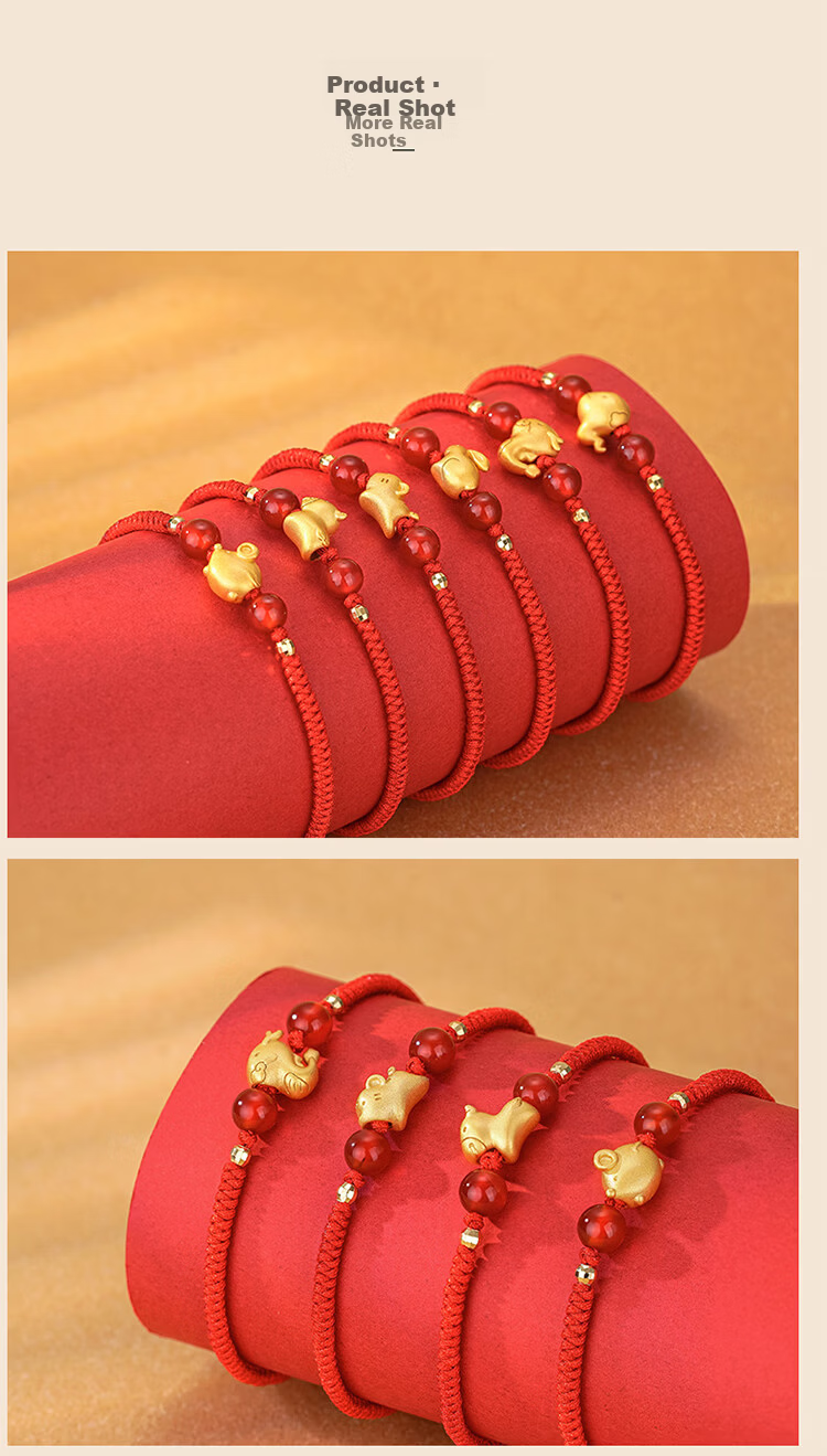 Jinliufu Auspicious Bracelet S925 Silver Zodiac Red Rope Lucky Charm Bracelet for Men and Women Birthday Gift for Lover 8