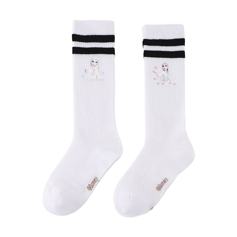 Disney Girls' Elsa Mid-Calf Socks Spring Summer Thin Breathable Cotton Socks DSP3604 2 Pairs 18-20cm