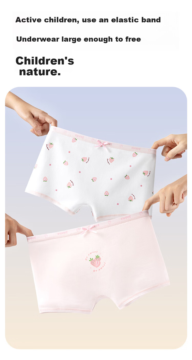 Hodo Girls' Comfortable Breathable Cotton Antibacterial Boxer Briefs for Children, 4-Pack 4