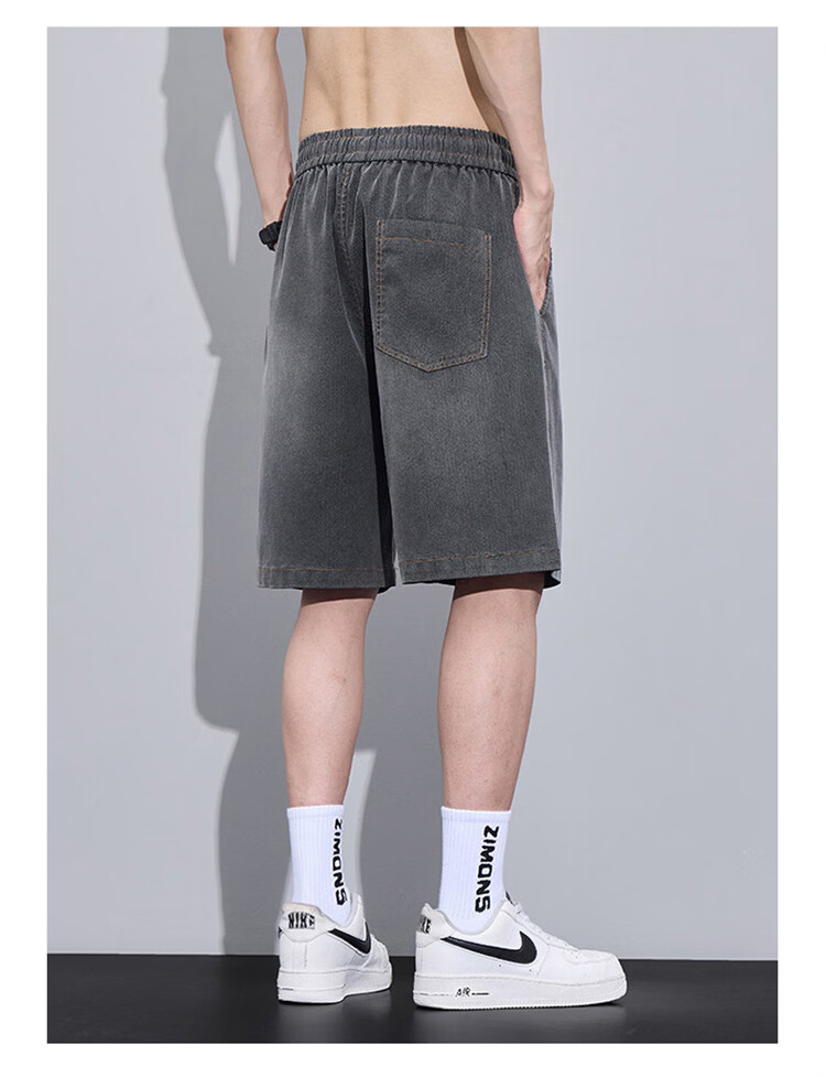 JEEP SPIRIT Men's Summer Thin Ice Silk Casual Shorts Loose Straight American Style Five-Point Pants Dark Gray L 13