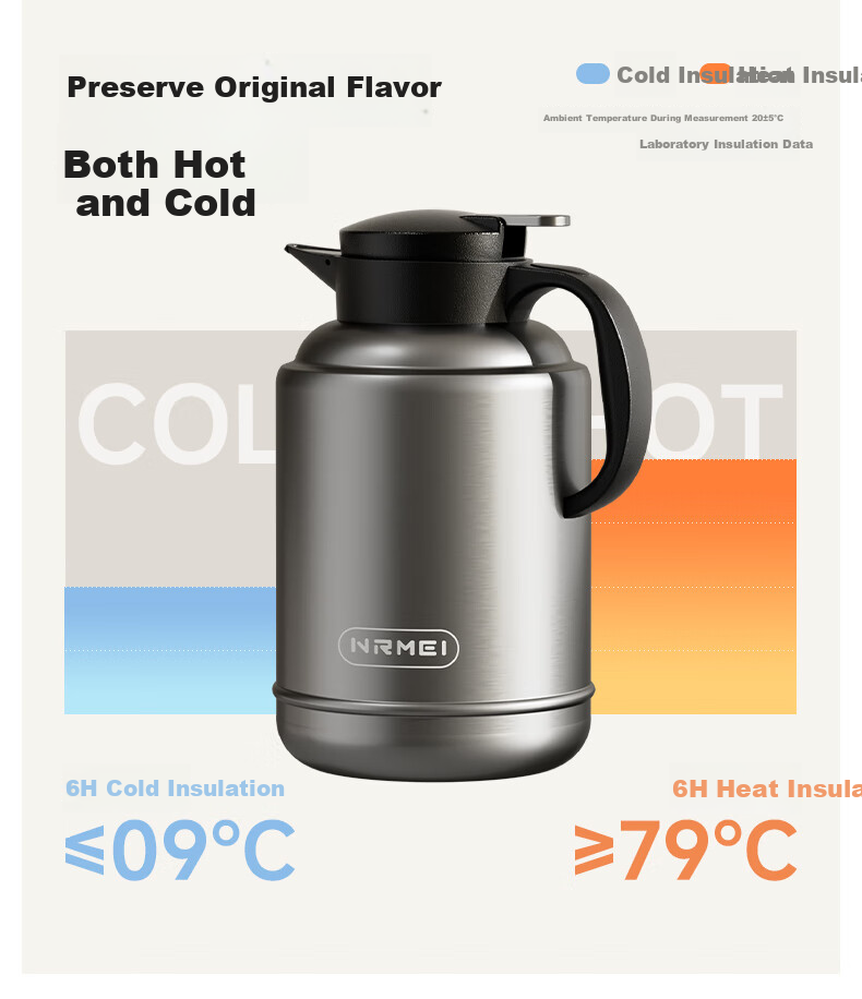 NRMEi Large Capacity Insulated Thermos Flask 72-Hour Heat Retention Stainless Steel 316 Tea Brewing Hot Water Pot 4