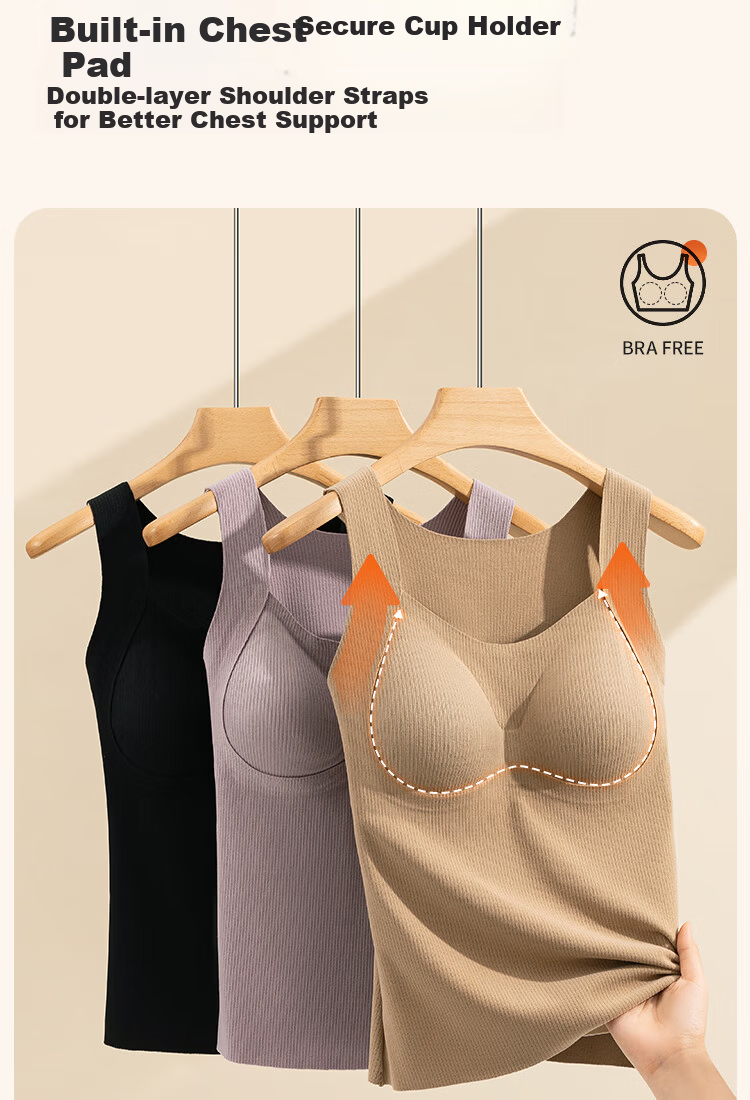 Urban Beauty Women's Thermal Vest with Chest Pad Thin Inner Wear Base Layer Wool Silk Thermal Underwear Autumn Shirt 3