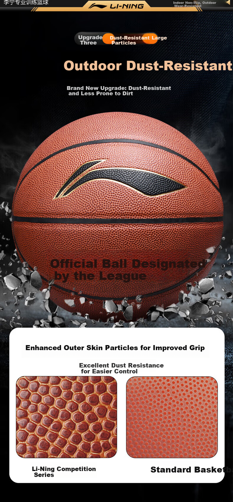 LI-NING Basketball Adult Size 7 Junior Youth Official Indoor Outdoor Standard Non-Slip Wear-Resistant Basketball Size 7 7